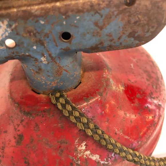 Antique Vintage Red Toy Metal Phone with Cord - Picture 5 of 5